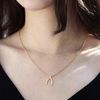 Copper Wishbone Charm Necklace With Stainless Steel Chain (5).jpg