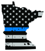 Distressed Thin Blue Line Minnesota State Shaped Subdued US Flag Sticker Self Adhesive Vinyl police - C3845.png