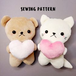 Plush Sewing Patterns: Bear & Cat (Beginner Friendly)