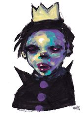 Mr. Clown Prince. Zombie painting original art, Horror Dark art creepy Contemporary Outsider Art. Acrylic, paper