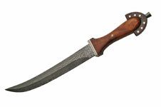 18.5" CUSTOM HANDMADE DAMASCUS STEEL MINI SWORD with leather sheath