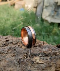 A Gift of Distinction: Handmade Damascus Steel and Copper Inlay Ring A Ring of Timeless Beauty: Handmade Damascus Steel