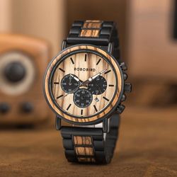 Watch Men erkek kol saati Luxury Stylish Wood Timepieces Chronograph Military Quartz Watches in Wood