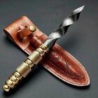 custom handmade Damascus steel hunting dagger knife brass handle gift for him groomsmen gift wedding anniversary