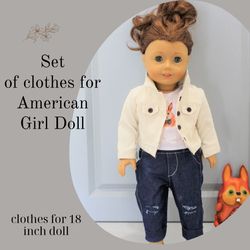 Handmade American Girl Doll Outfit – set of 6 – American Girl Doll Clothes  – doll shoes and accessories