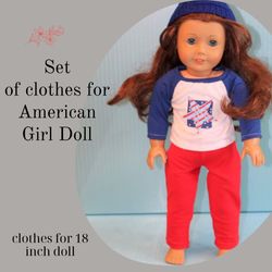 Handmade American girl doll sporty outfit – American girl doll clothes  - doll shoes - gift for granddaughter
