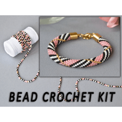 Bead crochet kit bracelet, Adult craft kit jewelry
