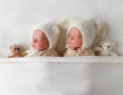 Newborn bear or bunny  bonnet for baby girl or boy Photography props newborn