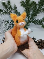 Stuffed animals realistic little squirrel Fluffy ginger squirrel with nut Soft squirrel idea photo props