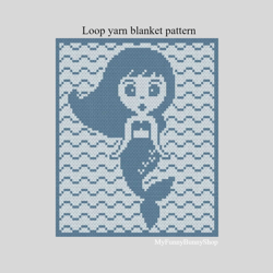 Loop yarn Finger knitted Mermaid blanket pattern PDF Download