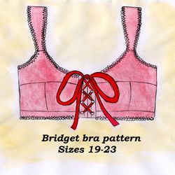 Laceup bra pattern, Bridget, Sizes 19-23, Linen bra pattern, Lace up bra pattern, Wirefree bra pattern, Bra making