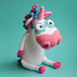 Amigurumi crochet unicorn toy, stuffed animal, crochet unicorn gift
