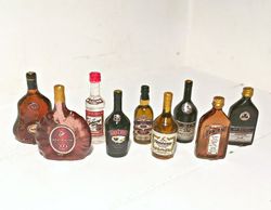 Dollhouse miniature 1:12 alcohol, whiskey, brandy, cognac, liqueur