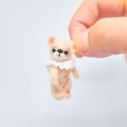 Tiny bear, small amigurumi toy, miniature doll gift.