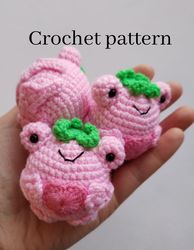 Crochet pattern frog, strawberry frog, crochet frog, amigurumi frog pattern