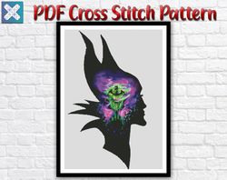 Maleficent Counted Cross Stitch Pattern / Disney Villains PDF Cross Stitch Chart / Villains Princess Printable PDF Chart