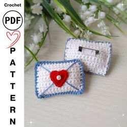 Crochet Pattern Envelope Brooch, quick crochet