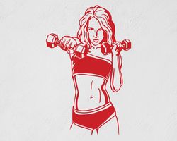 Girl Workout Sticker Bodybuilder Gym Fitness Crossfit Coach Sport Muscles Wall Sticker Vinyl Decal Mural Art Decor