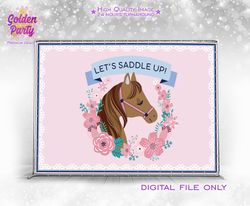 Saddle Up backdrop, Cute horse banner, Saddle up party backdrop, instant download