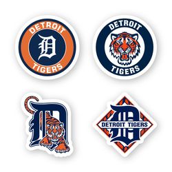 Detroid Tigers Stickers Set of 4 by 3 inches each MLB Team Car Window Truck Laptop Case Wall Outdoor