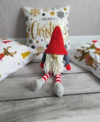 Christmas plush gnome, stuffed gnome, cute big gnome with legs, interior Christmas toy