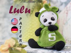 Panda Amigurumi crochet pattern - mini Crochet Animals - Teddy Bear Clothes (LuLu Panda, Dress, Headband)