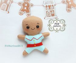 Gingerbread man felt pattern, Christmas ornaments patterns, Felt toy pattern, Felt sewing pattern