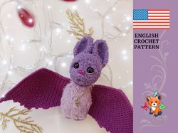 Crochet pattern cute bat / Diy interior realistic furry animals with my crochet tutorial pdf