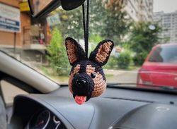 Cute car accessories dog German Shepherd, interior accessories, Crochet keychain
