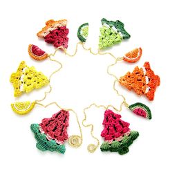 Tree Christmas Garland Crochet Pattern Ornament. DIY holiday decor. PDF Instant Download.