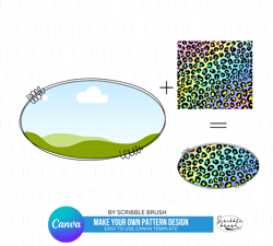 Add Your Own Pattern Oval Canva Photo Frame Customisable Template
