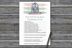 Penguin How well do you know baby shower game card,Winter animals Baby shower games printable,Fun Baby Shower Activity