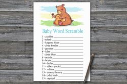 Bear Baby word scramble game card,Woodland Baby shower games printable,Fun Baby Shower Activity,Instant Download-383