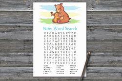 Bear Baby shower word search game card,Woodland Baby shower games printable,Fun Baby Shower Activity,Instant Download383