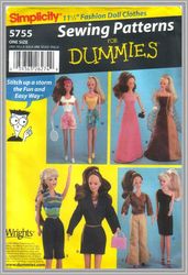 Digital - Vintage Simplicity 5755 Barbie Sewing Pattern - Wardrobe Clothes for Dolls 11-1/2" - Vintage 1980s - PDF