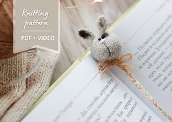 Bookmark bunny knitting pattern, bookmark rabbit, Toy pattern pdf, knitted animals, amigurumi pattern