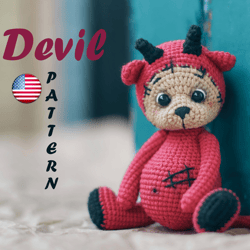 Artist teddy bear cute Devil crochet pattern Amigurumi - Lucifer the fallen Angel - Crochet Animals