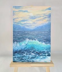Sunrise on the sea Original Art Seascape Oil Painting