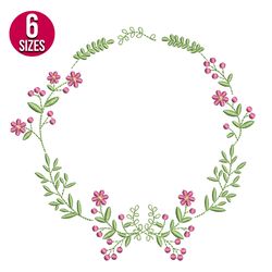 Floral Frame embroidery design, Machine embroidery pattern, Instant Download