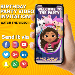 Gabby's Dollhouse Invitation Video, Gabby Dollhouse Animated Invitation, Gabbys Dollhouse Birthday