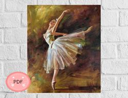 Ballerina Cross Stitch Pattern, Edgar Degas , Pdf , Instant Download , Dancer X Stitch Chart , Famous Painting