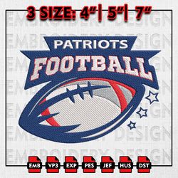 NFL Patriots Logo Embroidery Design, NFL Team, New England Patriots Embroidery FIles, Machine Embroidery Pattern