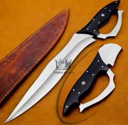 18 Inch Handmade Damascus Bowie Knife, High Carbon Steel Hunting Knife, Fixed Knife, Battle Ready With Sheath