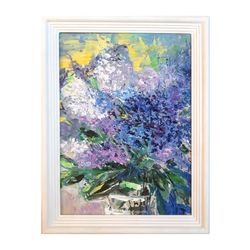 Lilac Oil Painting Flowers Original Art Wall Art Decor