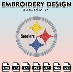NFL Steelers Embroidery Designs, NFL Logo Embroidery Files, Pittsburgh Steelers, Machine Embroidery Pattern