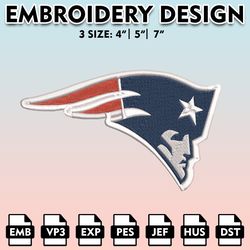 NFL Patriots Embroidery Designs, NFL Logo Embroidery Files, N E Patriots, Machine Embroidery Pattern, Digital Download