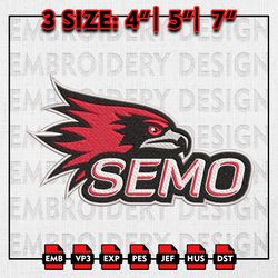 Southeast Missouri State Redhawks Embroidery files, NCAA D1 teams Embroidery Designs, Machine Embroidery Pattern