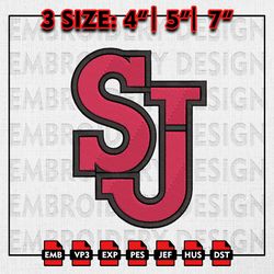 St Johns Red Storm Embroidery files, NCAA D1 teams Embroidery Designs, NCAA St. Johns, Machine Embroidery Pattern