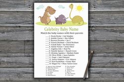 Dinosaur Celebrity baby name game card,Dinosaur Baby shower games printable,Fun Baby Shower Activity,Instant Download372