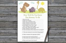 Dinosaur How well do you know baby shower game card,Dinosaur Baby shower games printable,Fun Baby Shower Activity-372